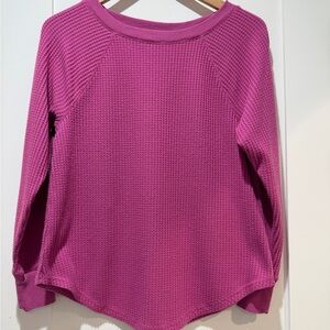 LOFT Magenta Long Sleeve Waffle Knit Top